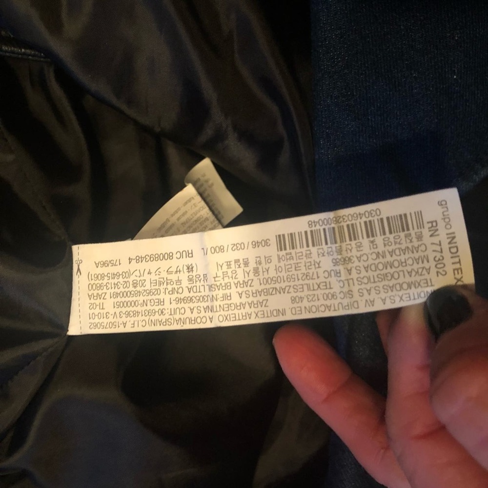 🆕 Zara Contrasting Biker Faux Leather and Denim Jacket NWOT Size Large - Picture 8 of 8